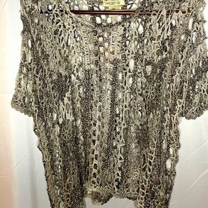 Arden B metallic short sleeve crocheted, size xs/s